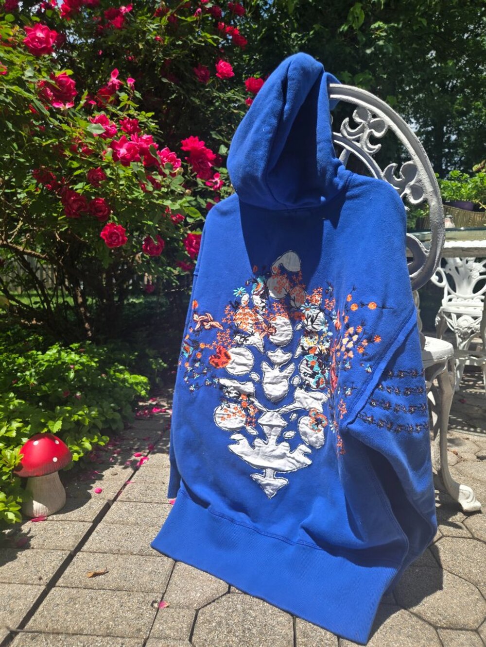 NWT FP Movement At My Best Embroidered Sweat Hoodie In Steller Blue SOLD OUT COL - Picture 9 of 13
